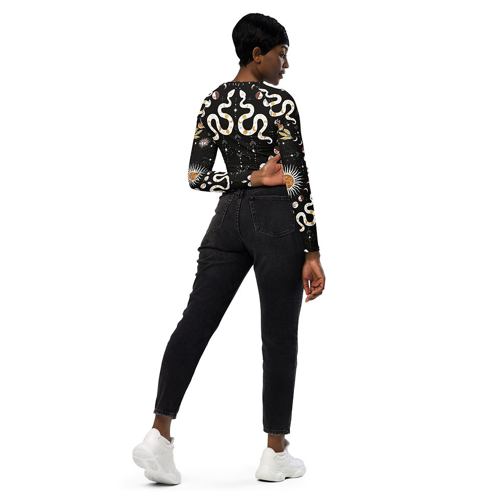 Thumbnail: LUNAR SERPENT Recycled long-sleeve crop top