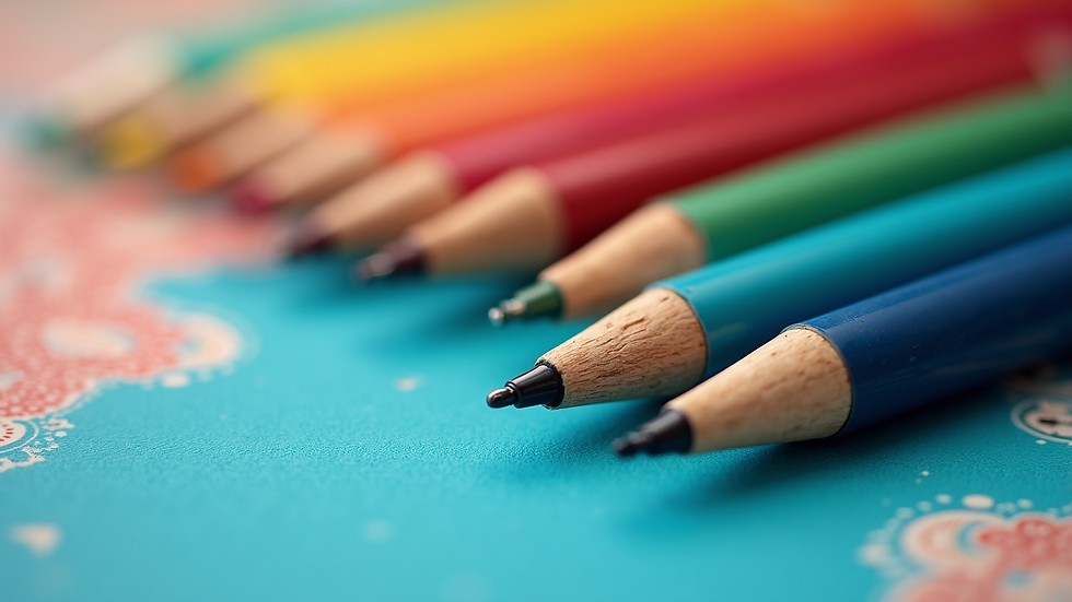 Eye-level view of Caran d'Ache 849 ballpoint pen displaying its vibrant colors