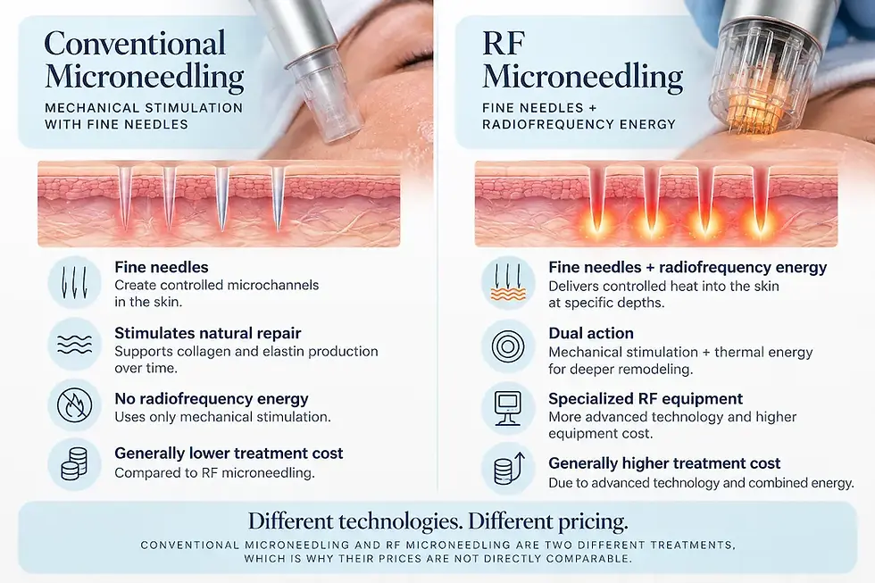 Conventional microneedling vs RF microneedling comparison