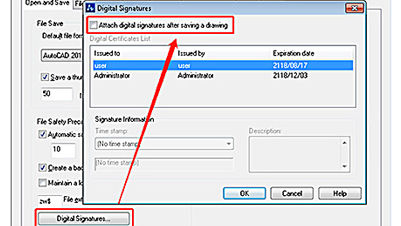digital signature on DWG