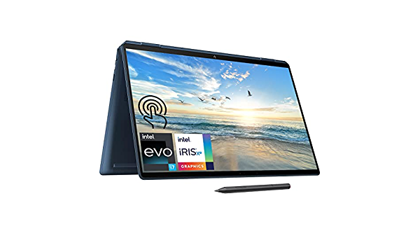 Thumbnail: HP Envy 14 x360 laptop in tent mode with stylus