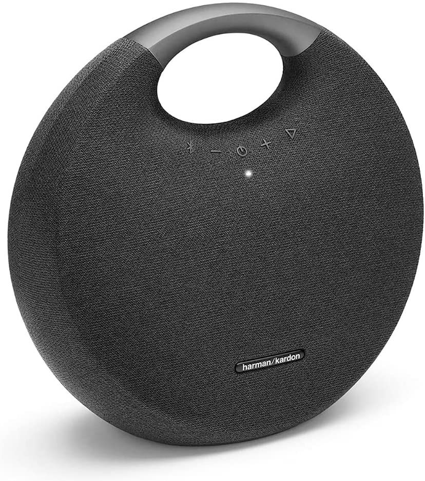 Thumbnail: Black portable speaker with top handle