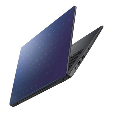 Thumbnail: Dark blue laptop, lid partially open