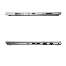 Thumbnail: Two side views of a silver laptop, showing available ports.