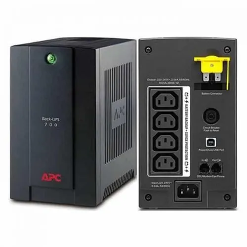 Thumbnail: APC Back-UPS 700, front and rear views with ports
