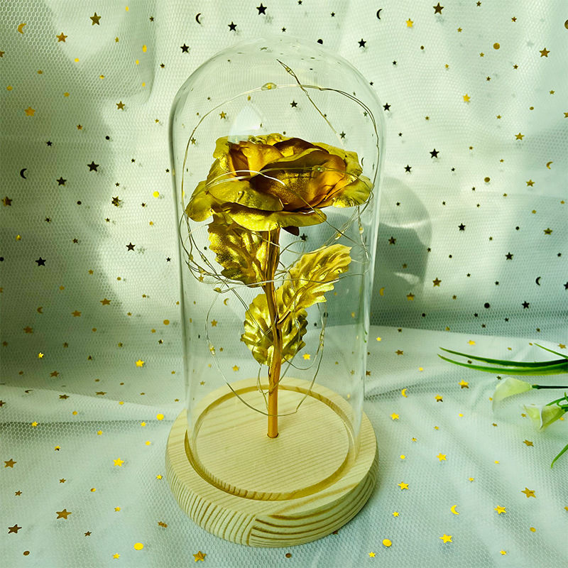 Thumbnail: LED Valentine Day Gift For Girlfriend Eternal Rose Light 24K Gold Foil Flower In