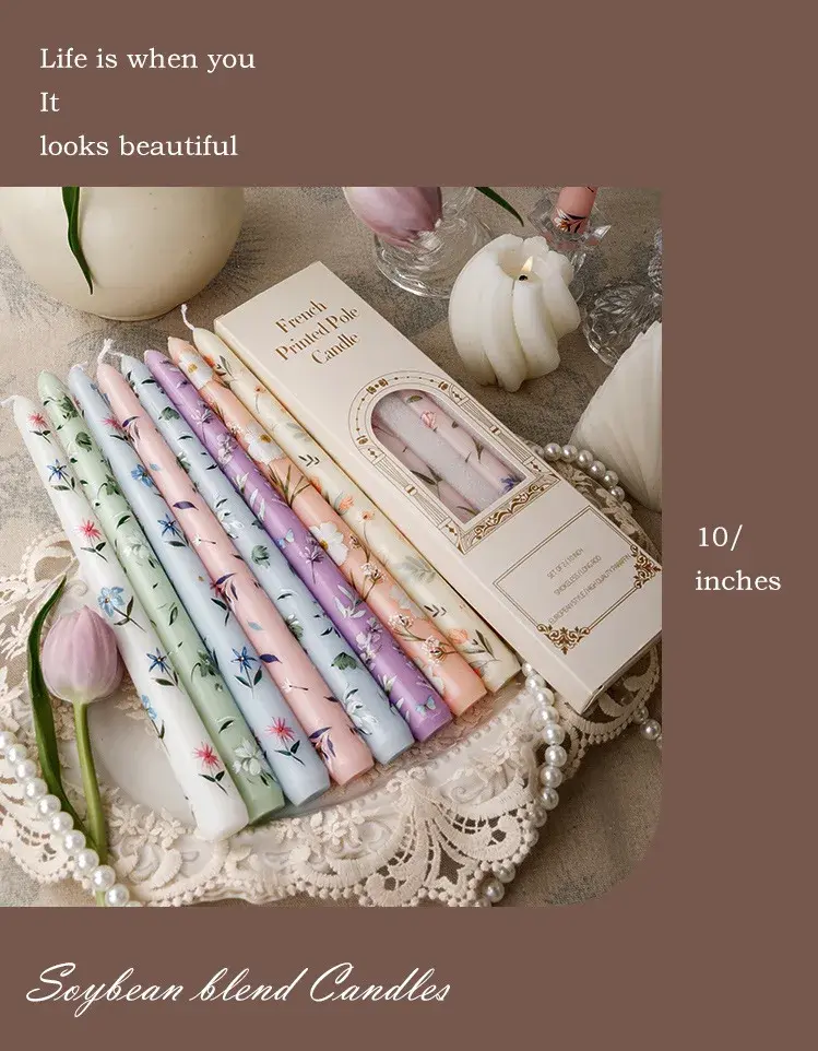 Thumbnail: 25cm Handpainted Taper Candles Decorative Long Candles Luxury Gifts for Her Aest