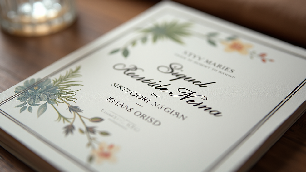 Close-up of a branded event invitation with elegant typography