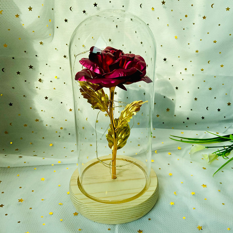 Thumbnail: LED Valentine Day Gift For Girlfriend Eternal Rose Light 24K Gold Foil Flower In