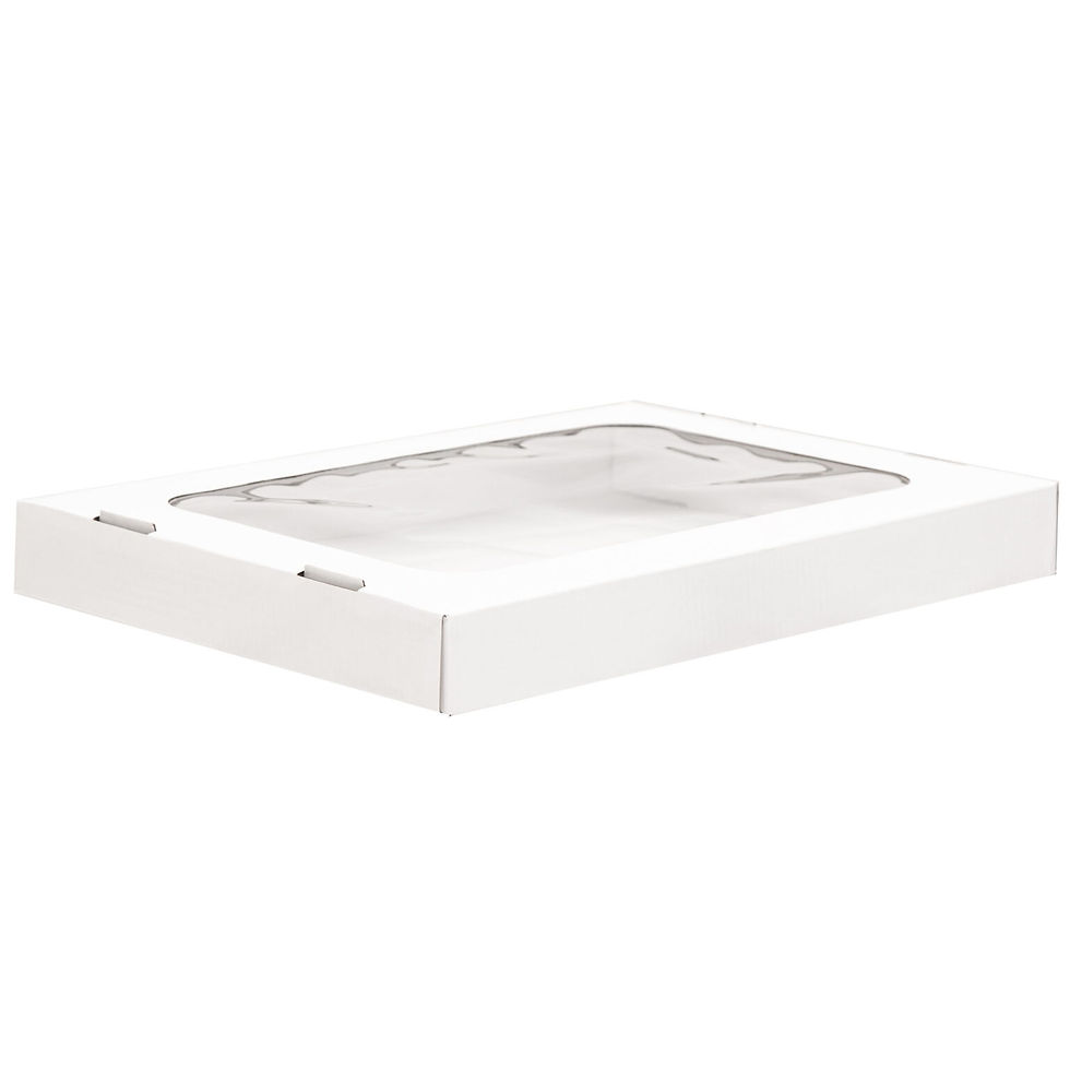 6יח קופסת קרטון לבן+ חלון 32.5/24.5/4 ס"מ מכסה PVC