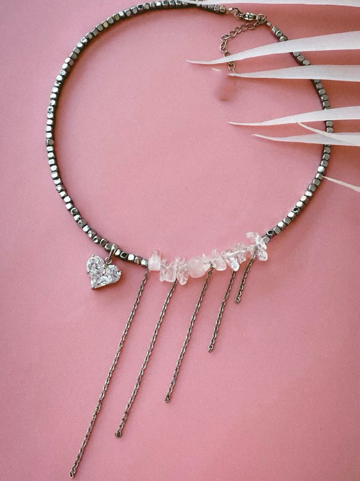 Thumbnail: New Irregular Choker Vintage Tassels Zircon Heart Pendant Necklace For Women Fem