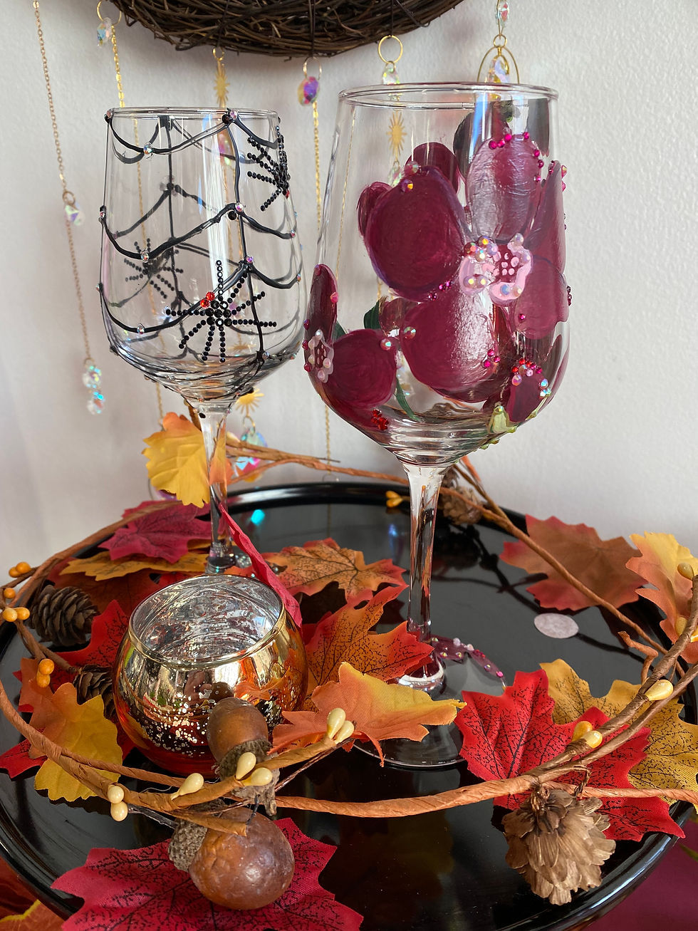 🍂 Autumn Embellished: Wine Glass Paint & Bedazzle
