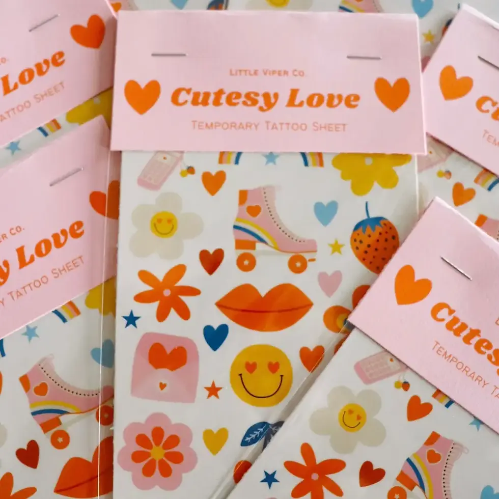 Thumbnail: Cutesy Love Temporary Tattoo Sheet - Valentine’S Day