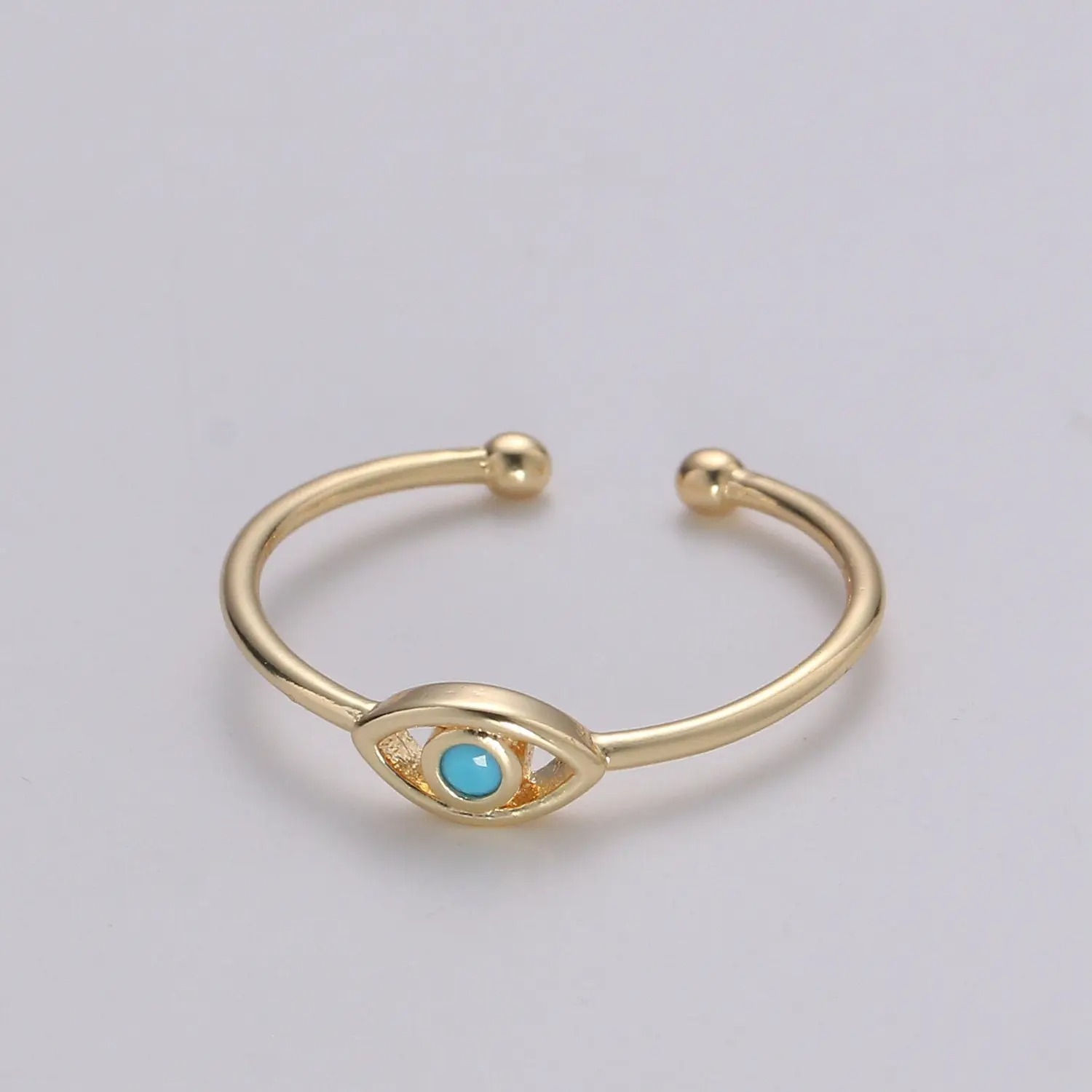 Dainty Turquoise Evil Eye Stacking Ring