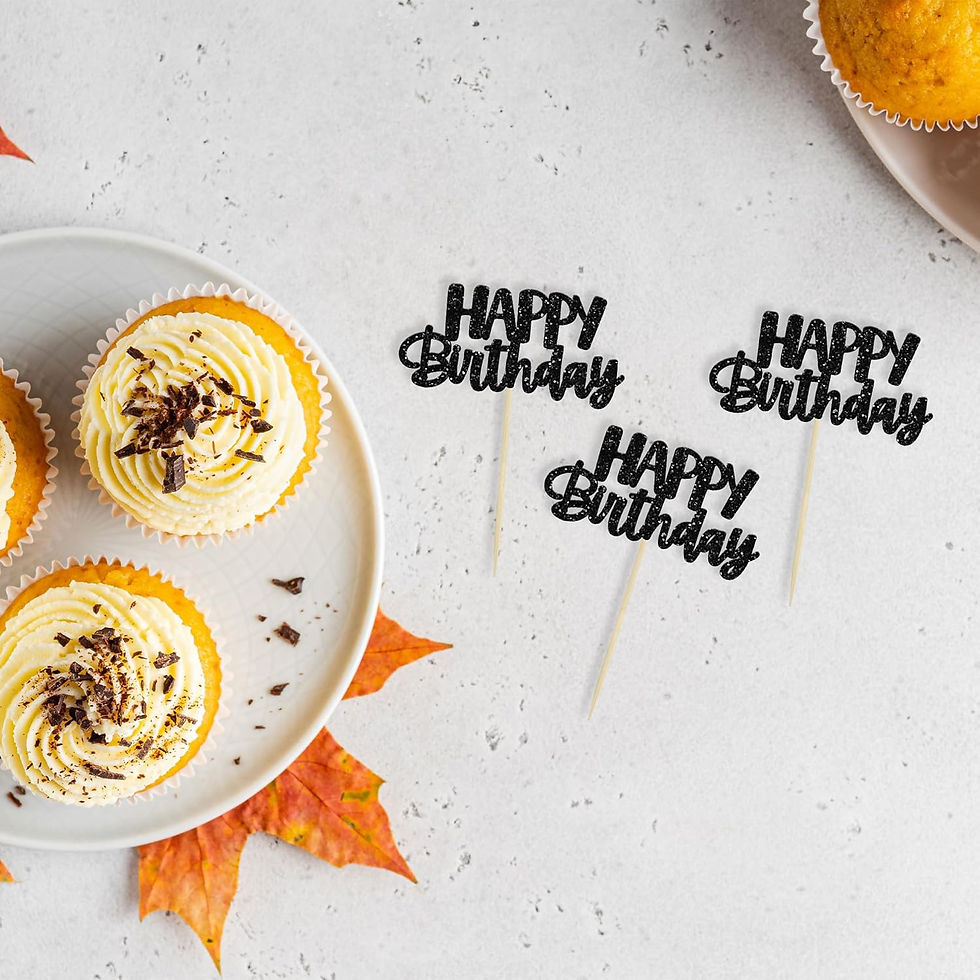 Thumbnail: Black Glitter Happy Birthday Picks