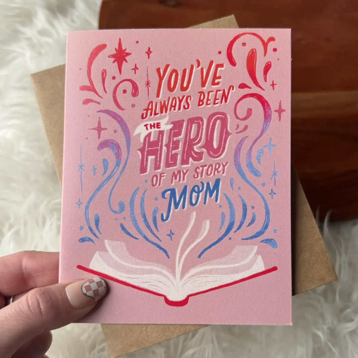 "You've Always Been the Hero" Peach Mother's Day Card