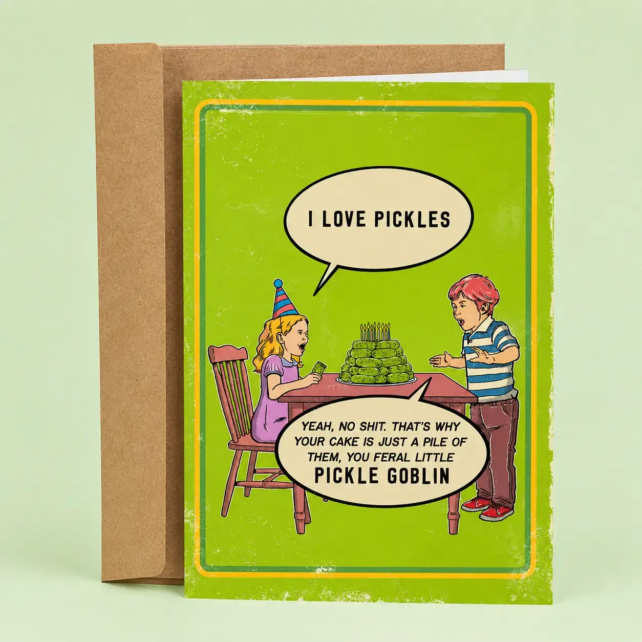 Sleazy Greetings - Wholesale Birthday Card - I Love Pickles Pickle Goblin - Funn