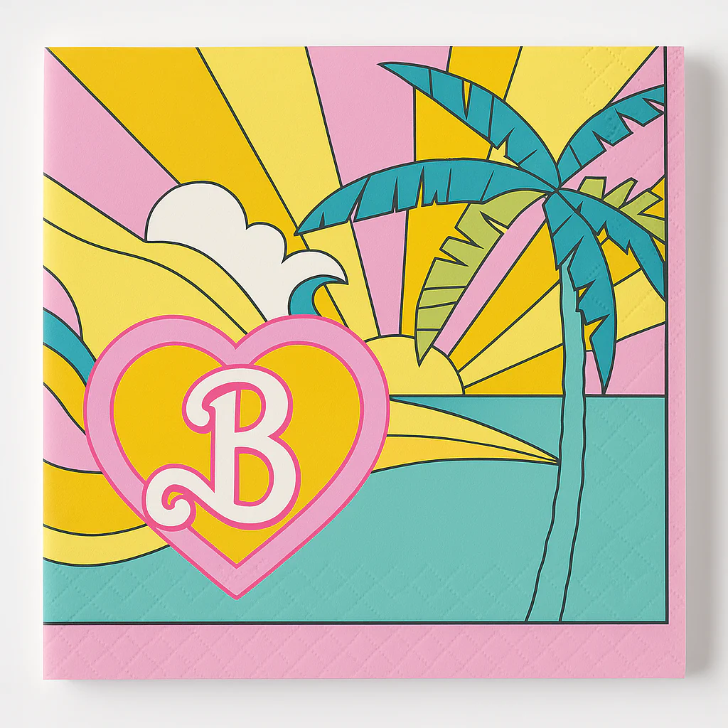 Vintage Barbie Beach Vibes Beverage Napkins