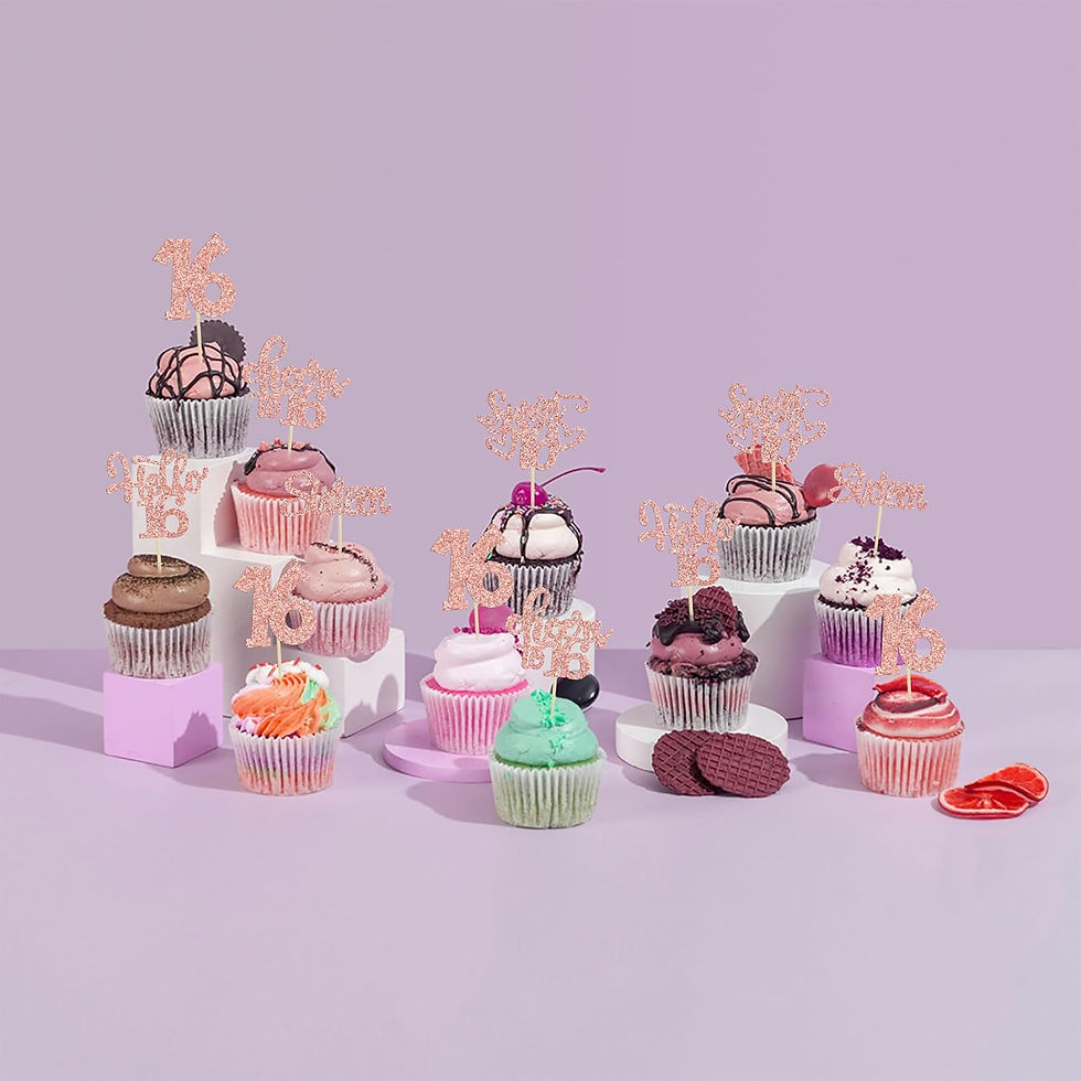Thumbnail: Milestone "Sweet Sixteen" Cupcake Topper Set