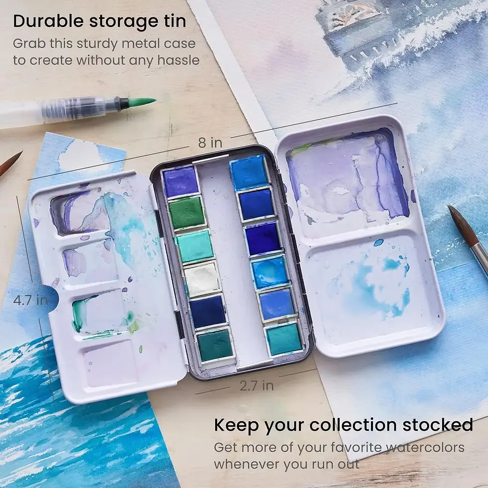 Thumbnail: Arteza® Watercolor Half Pans Set - Ocean Tones