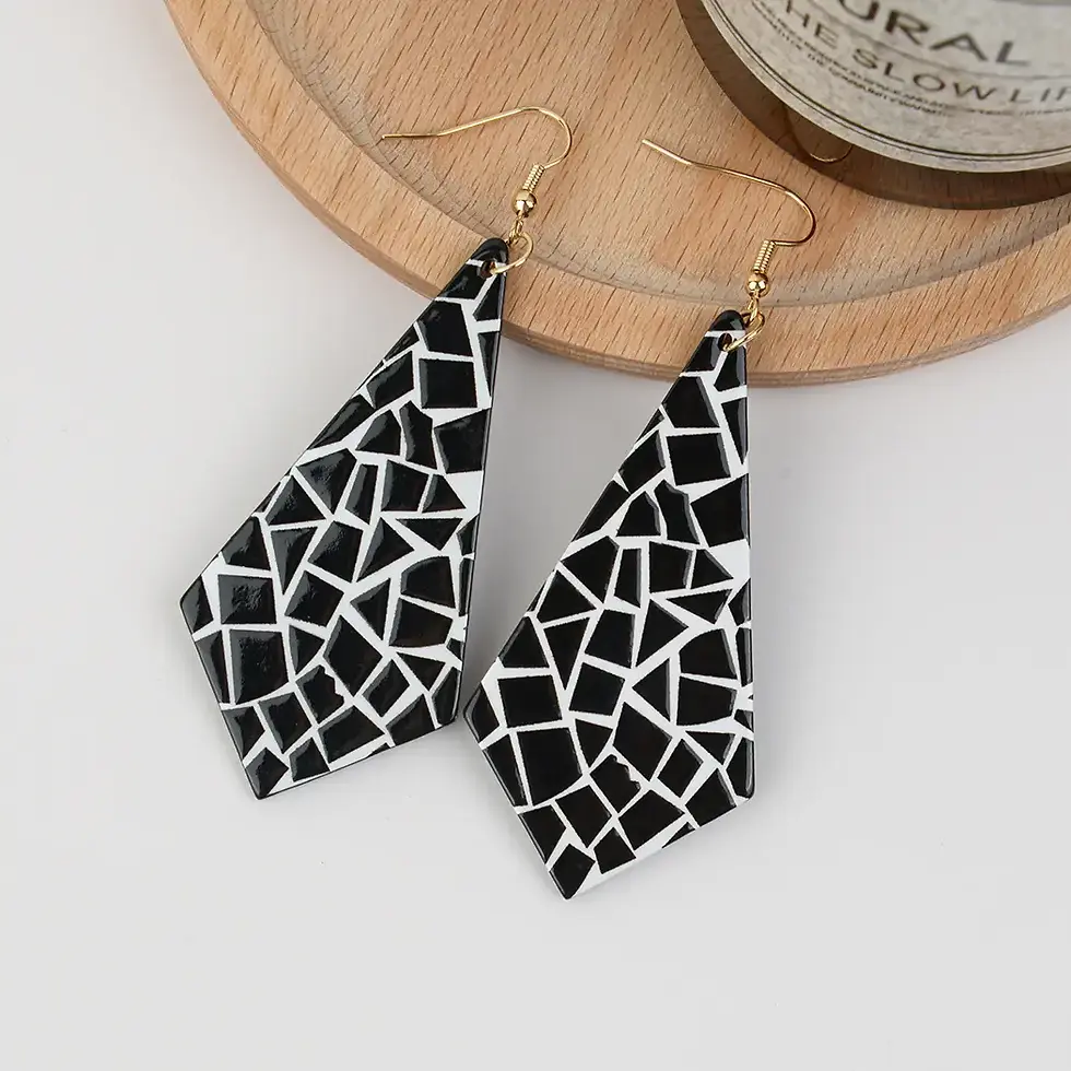 Thumbnail: Geometric Color Block Acrylic Earrings