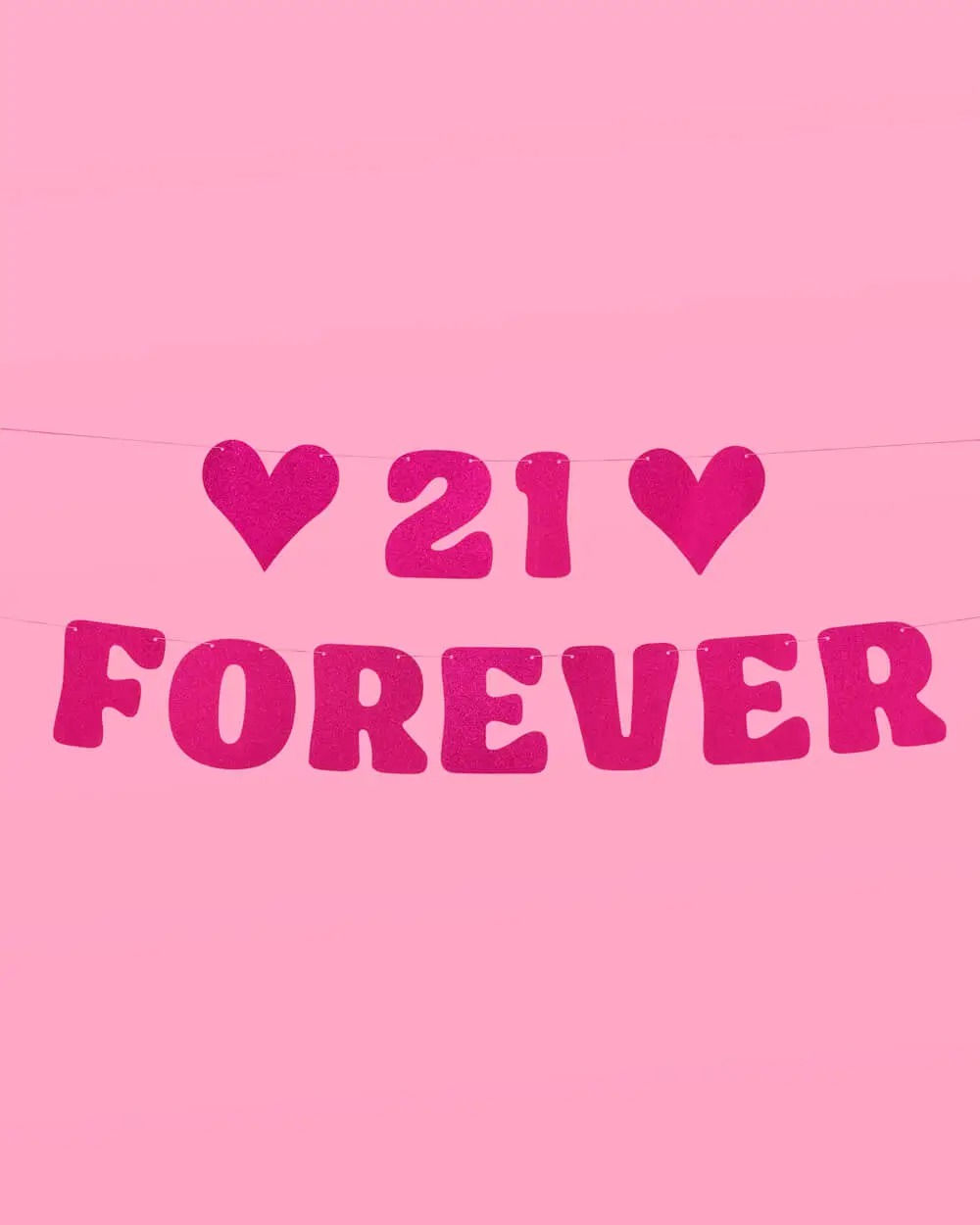 21st Birthday Glitter Pink Party Banner