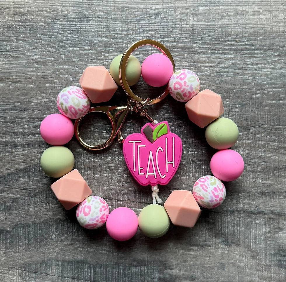 Thumbnail: Pink Apple Colorful Teacher Wristlet