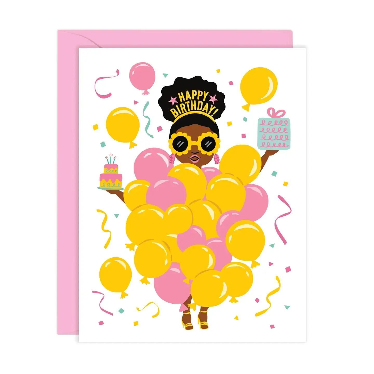 Balloon Party Girl Birthday Card