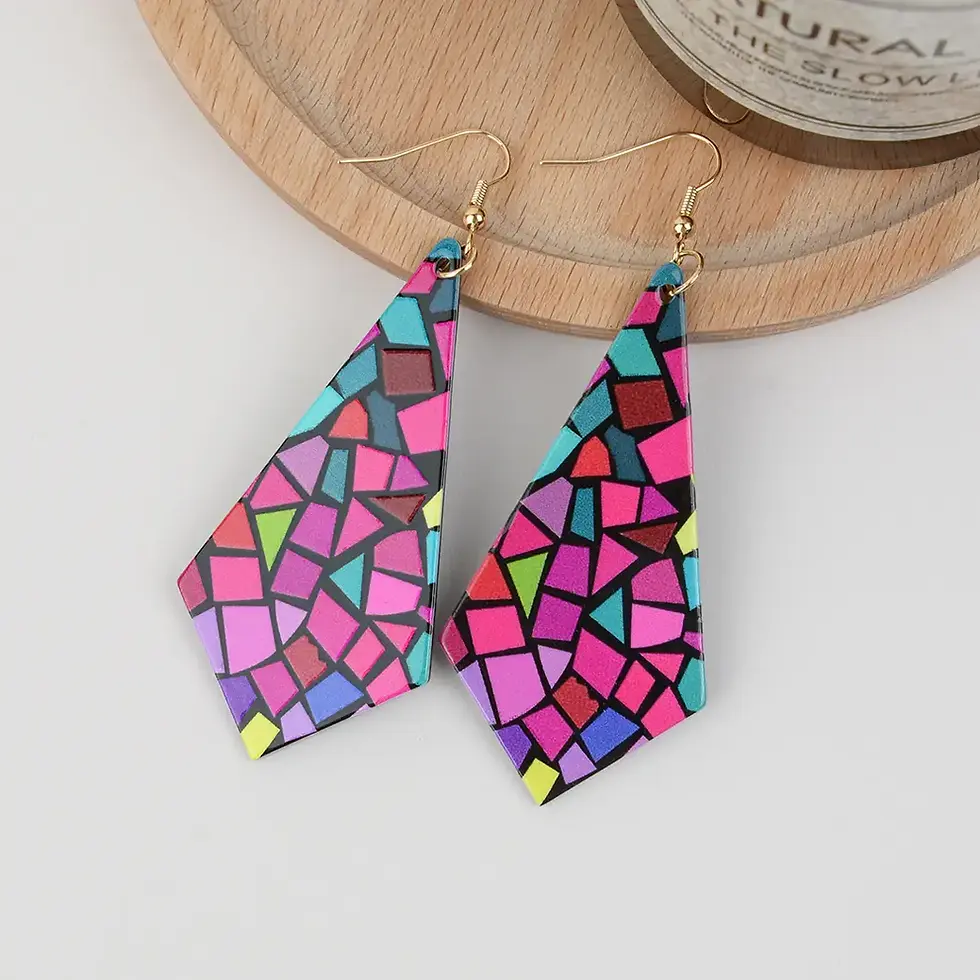 Thumbnail: Geometric Color Block Acrylic Earrings