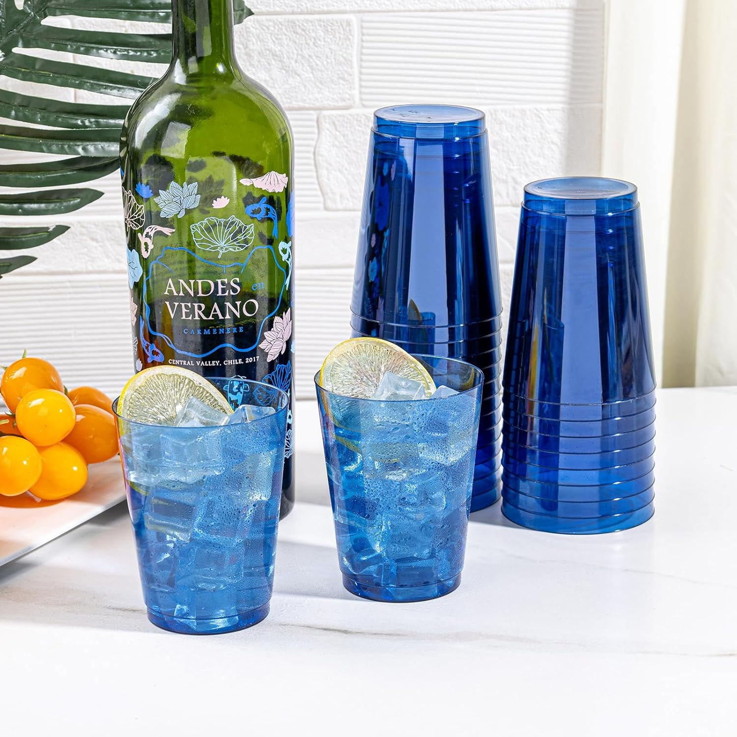 Crystal Blue Plastic Cups