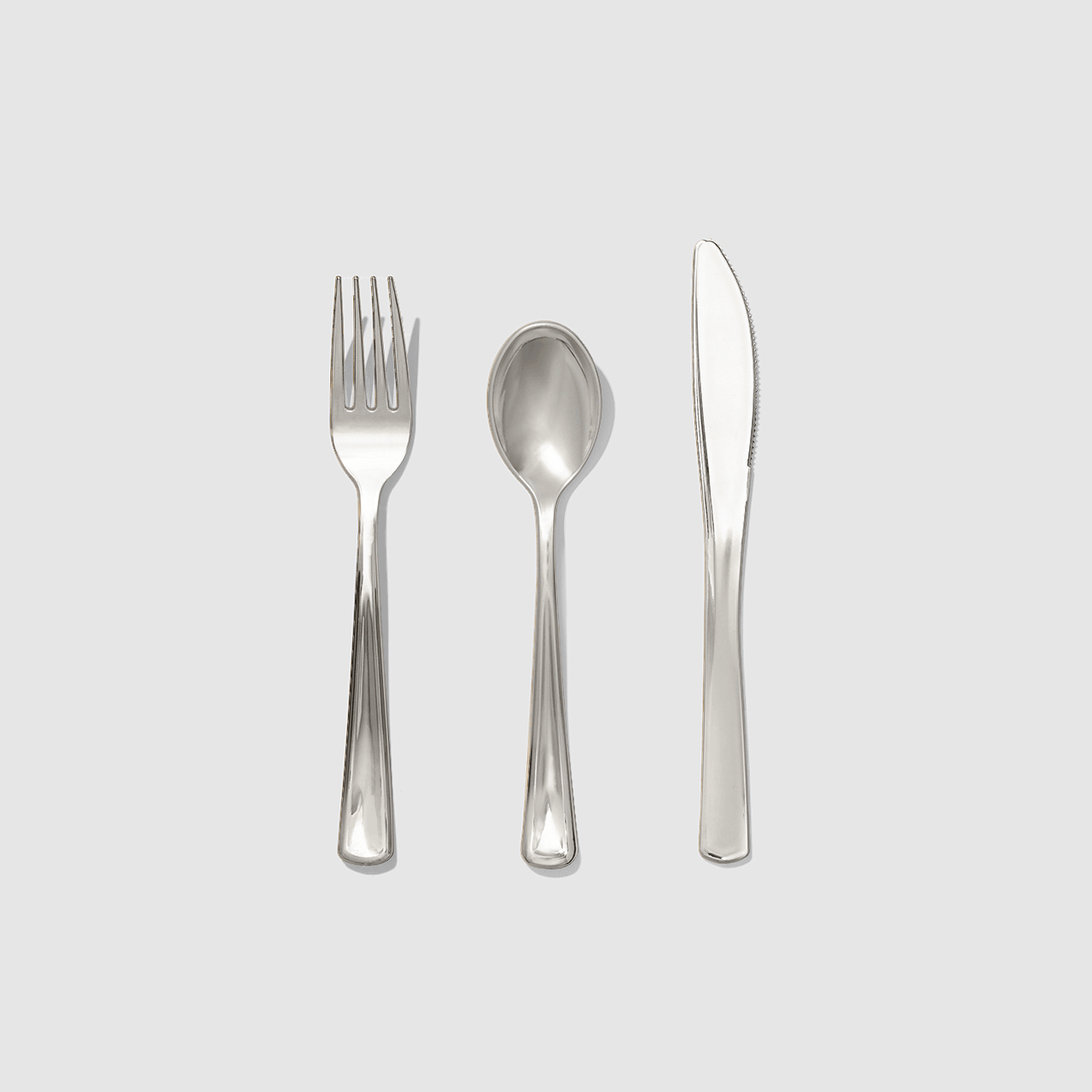 Metallic Silver Cutlery (30 Per Pack)