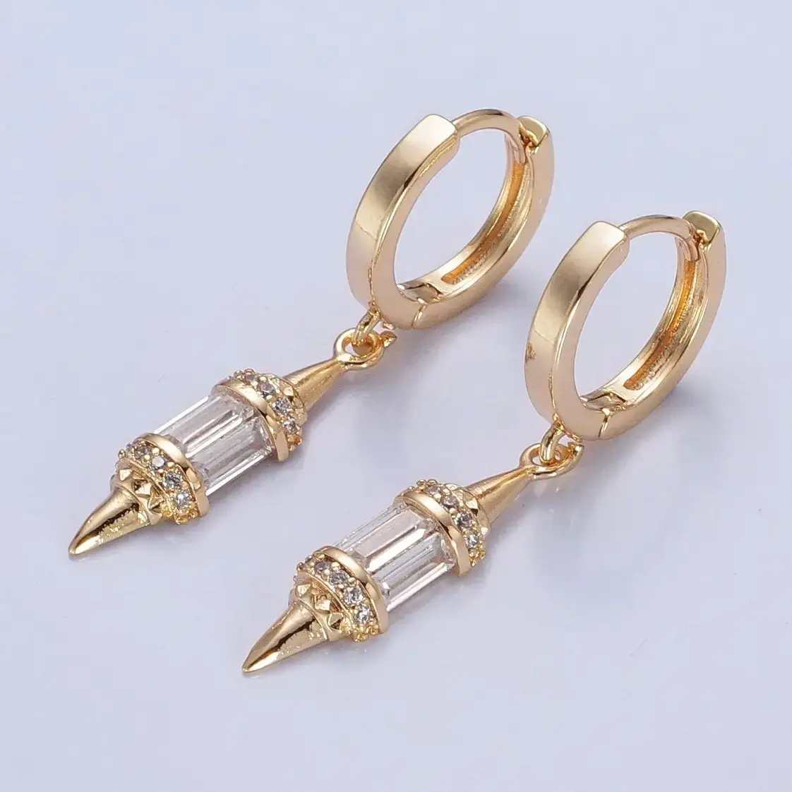 18K Gold Filled Pendulum Spike Drop Earrings