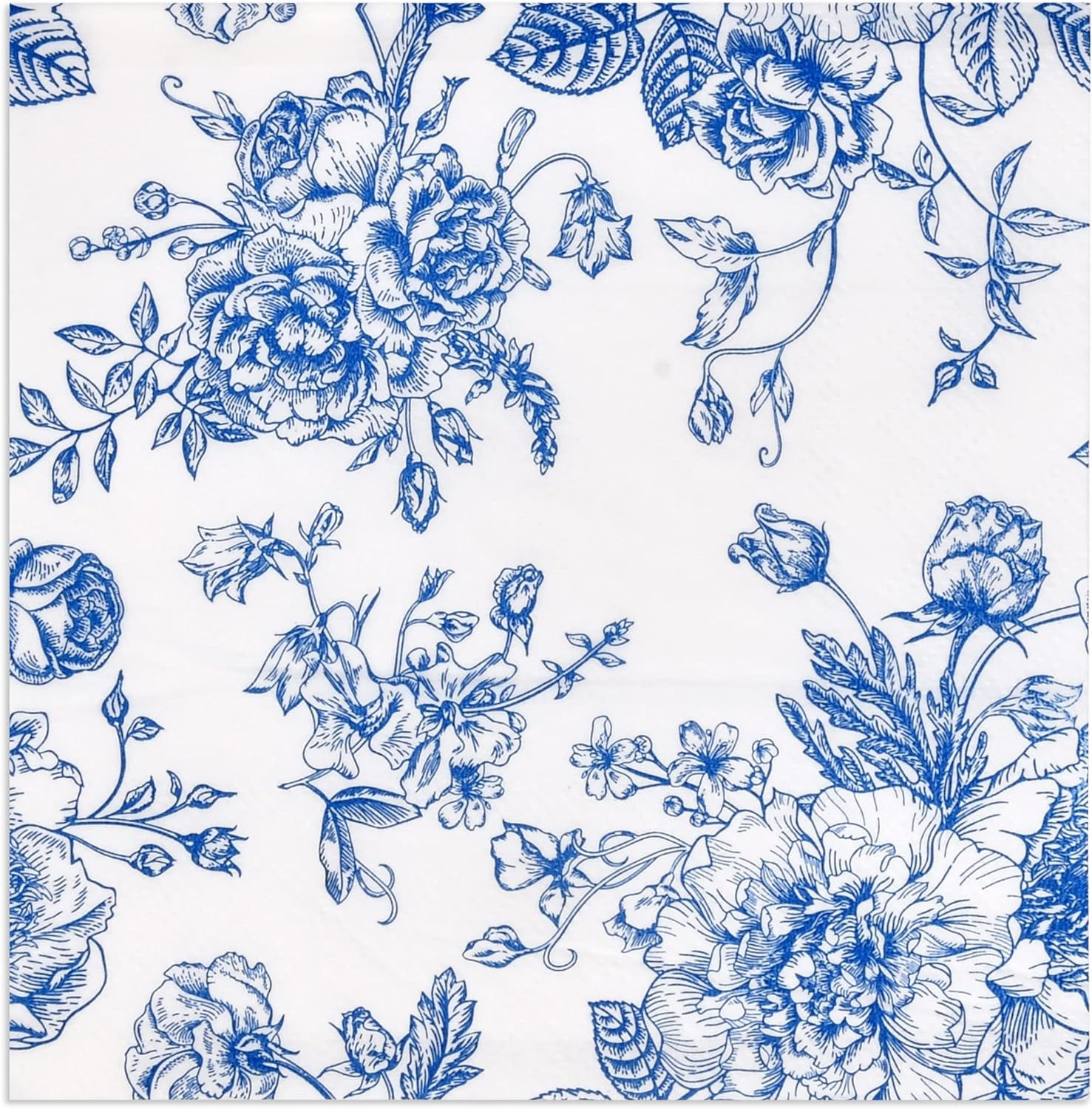 Floral Blue & White Beverage Napkins