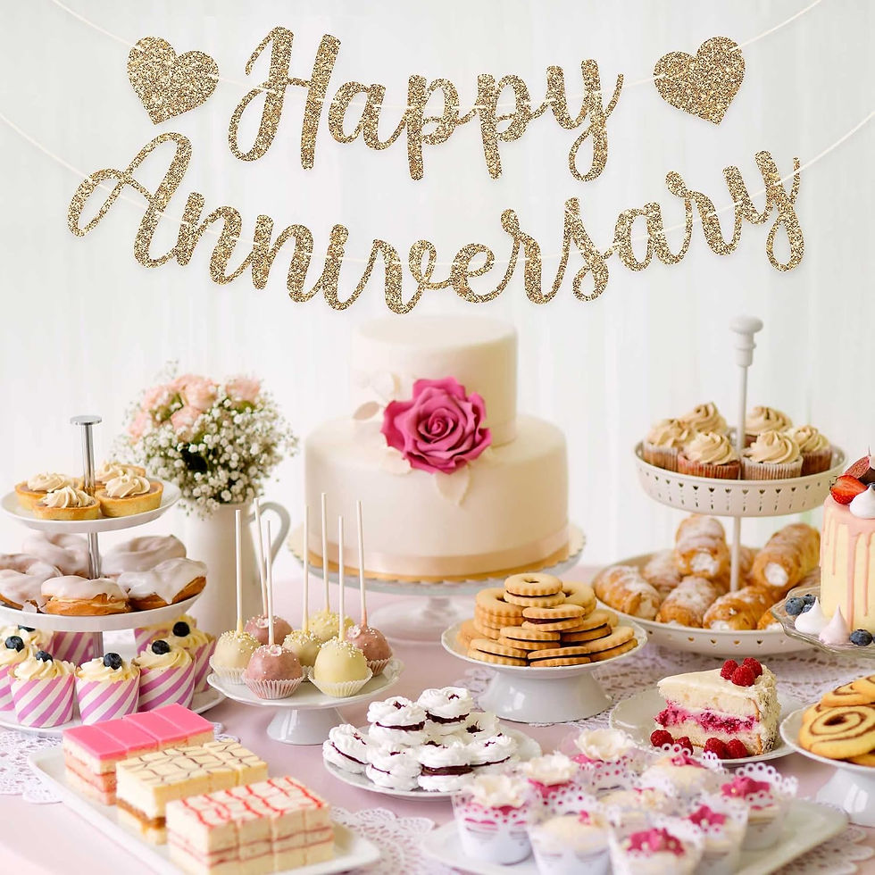 Thumbnail: Happy Anniversary Gold Glitter Banner