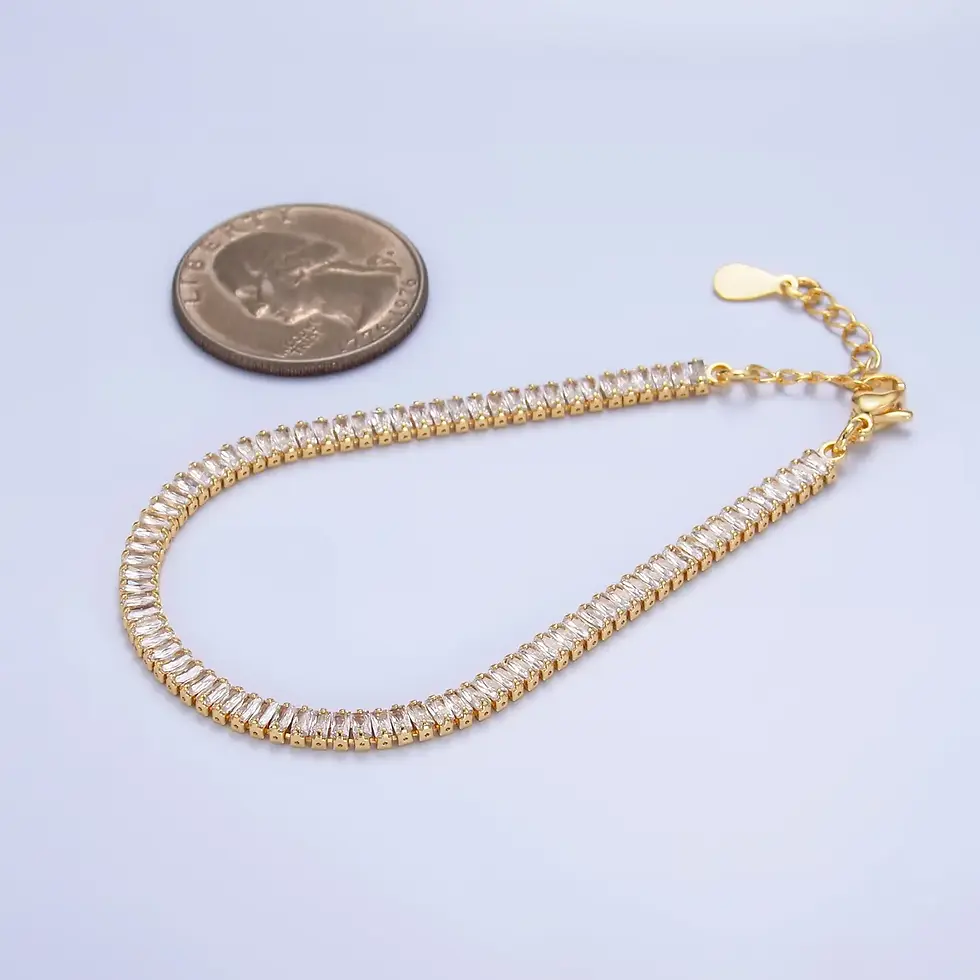 Thumbnail: 24K Gold Filled Cz Baguette 7inch Tennis Bracelet