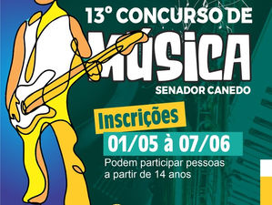 Prefeitura de Senador Canedo abre inscrições para 13º concurso de música com premiação até R$ 2 mil