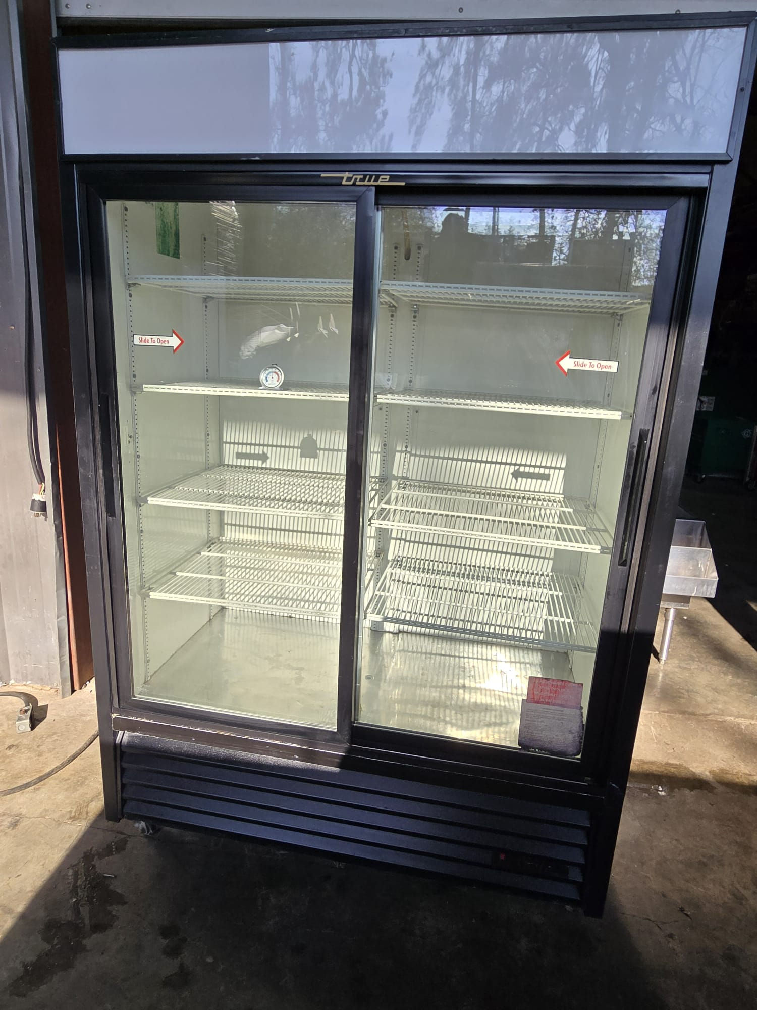 Refrigerated/ Two Section Sliding Door- Black 54.13" W