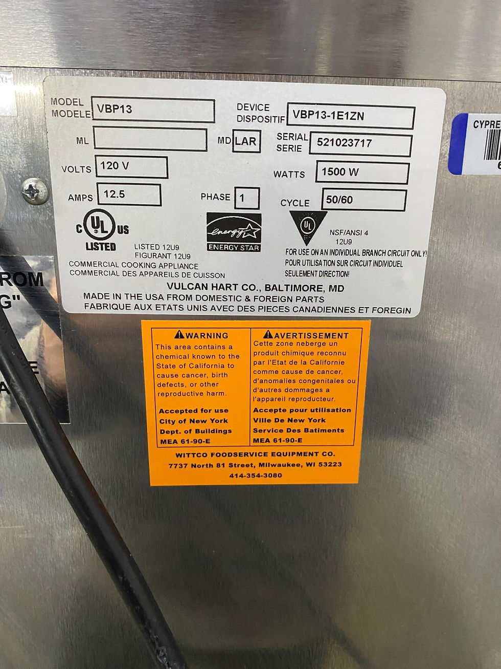 Thumbnail: Vulcan VBP13ES-1E1ZN Full Size Insulated Heated Holding and Transport Cabinet -