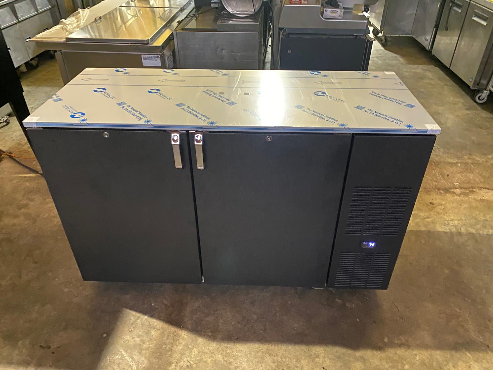 Glastender C1FB60, 60" 2 Solid Door Back Bar Cooler, Black