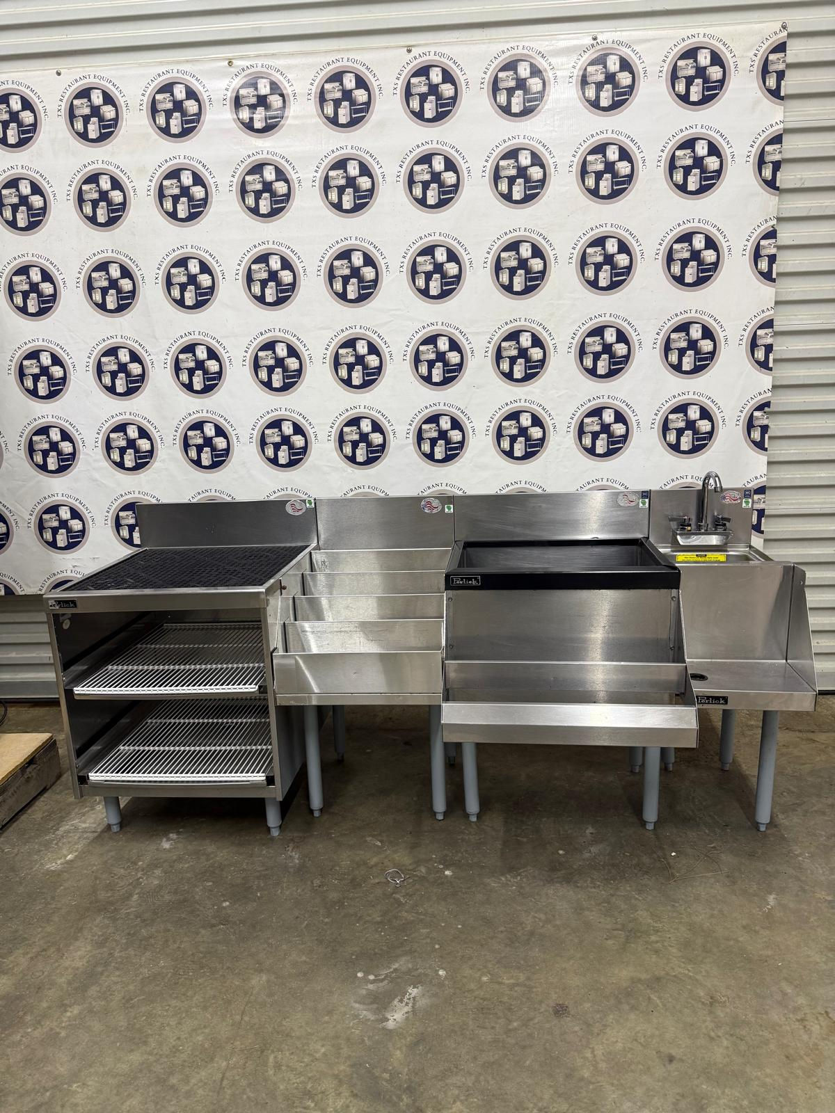 Perlick Stainless Steel Modular Underbar Cocktail Station (79" Long - 4-Piece)