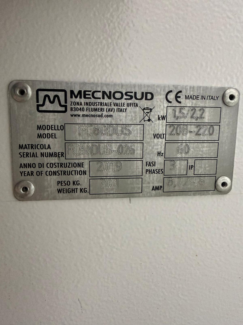 Thumbnail: Mecnosud FC80DUS 80 Kg Commercial Fork Dough Mixer – 208-220V 3 Phase