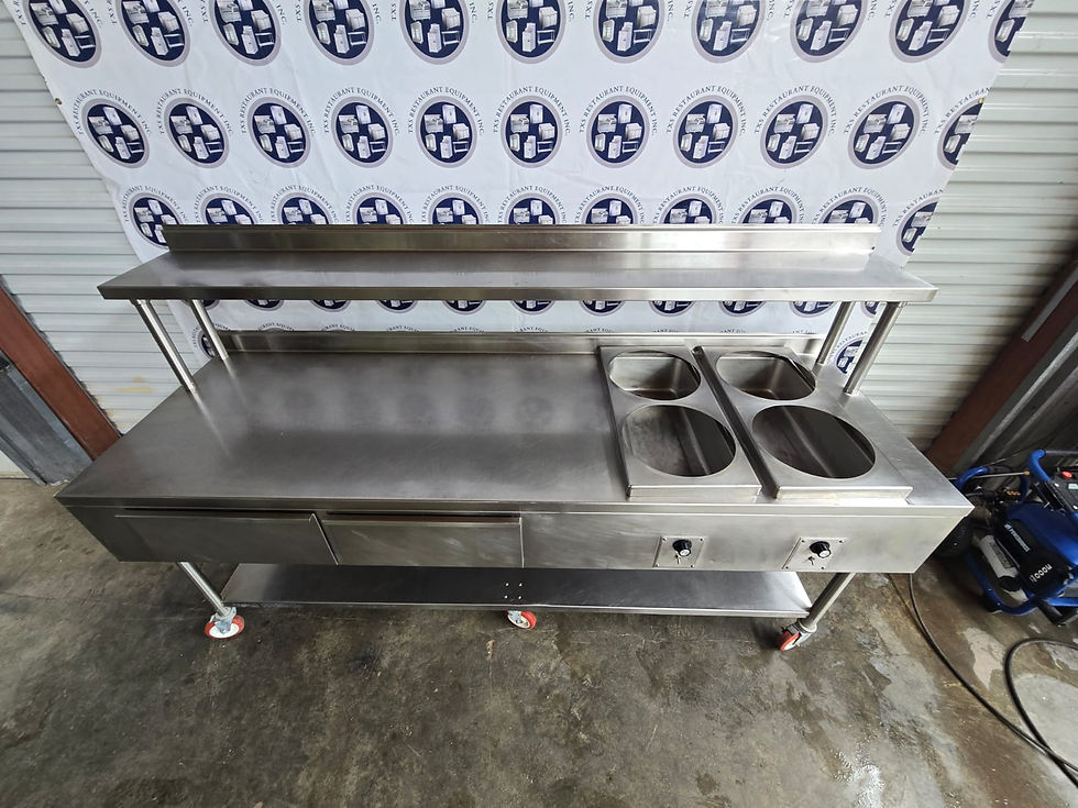 Thumbnail: Bakery Finishing Table – 96" Stainless Steel with 2 Drawers and 4 Bowls | Commer