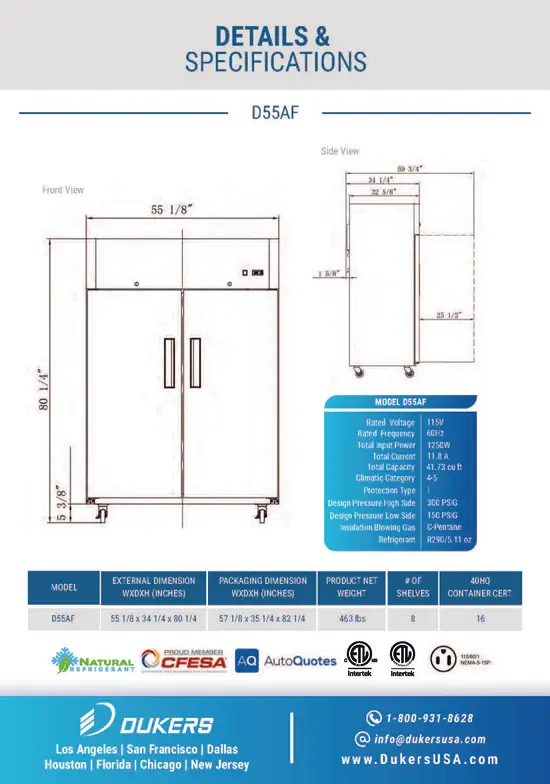 Thumbnail: D55AF Commercial 2-Door Top Mount Freezer in Stainless Steel