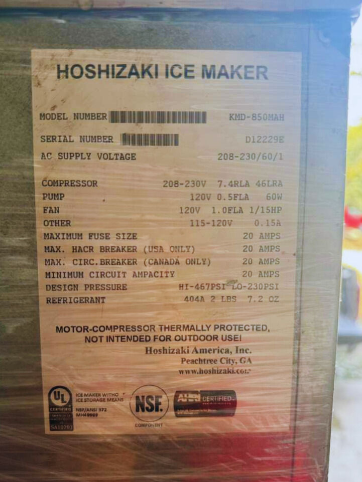 Thumbnail: Hoshizaki KMD-850MAH Commercial Ice Maker with Bin – Used Ice Machine