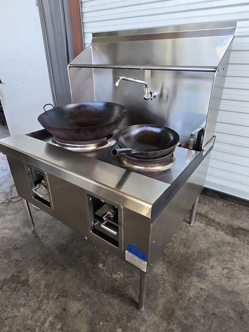 Thumbnail: Double Burner Chinese Gas Wok Range and one hand faucet
