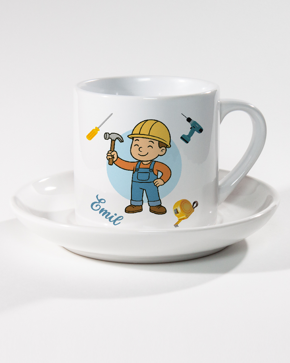 Espressotasse „Kleiner Handwerker im Einsatz“