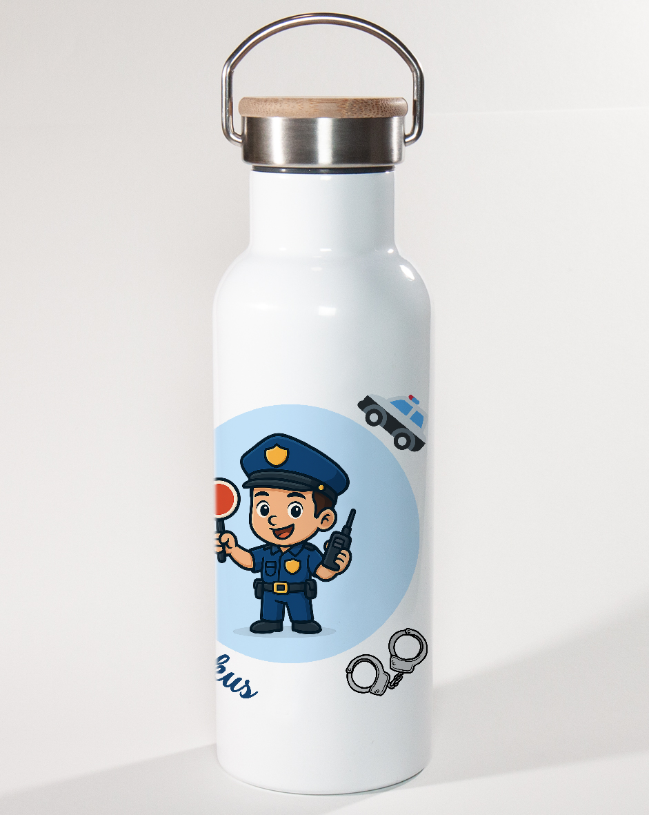 Miniaturbild: Thermosflasche Bambusdeckel „Tatü Tata – Polizei im Einsatz“