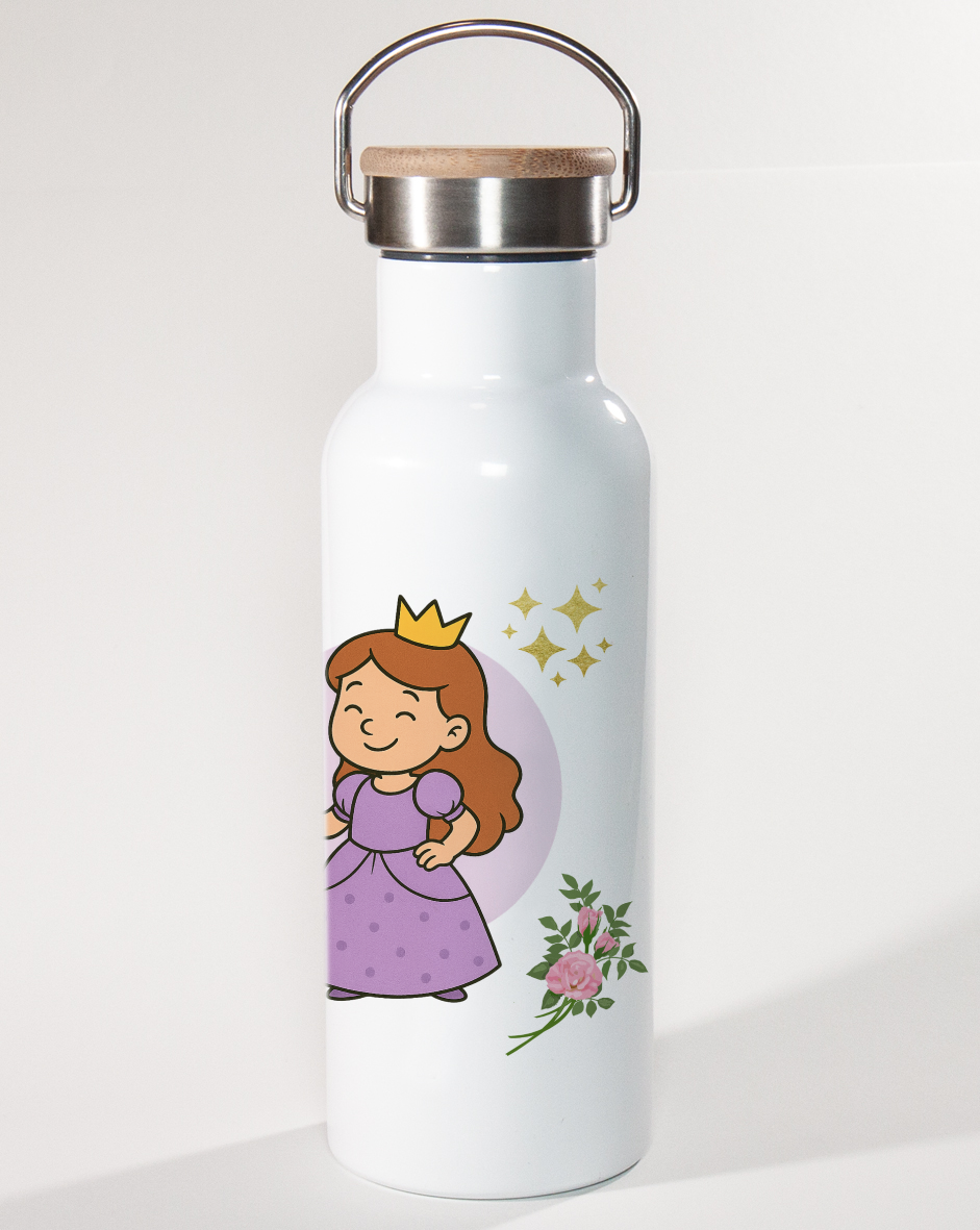 Miniaturbild: Thermosflasche Bambusdeckel „Rosenglanz & Krönchen“