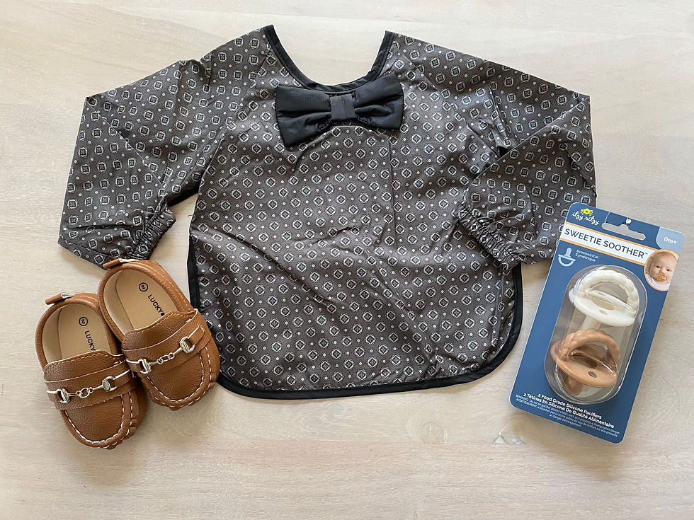 Thumbnail: "TUXEDO" Sleeved Baby and Toddler Bib with Flip to front Smock Pocket