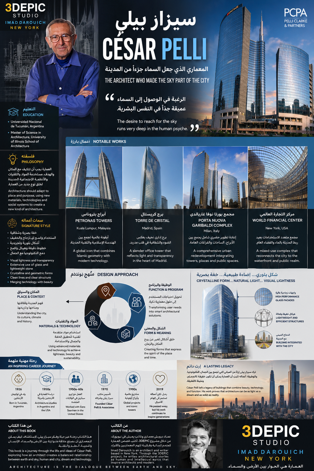 سيزار بيلي CÉSAR PELLI المعماري الذي علّم الأبراج أن تلمس السماء دون أن تثقل الأ